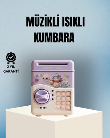 Işıklı Sesli Şifreli Otomatik Para Çeken Kumbara Mor - Lisinya