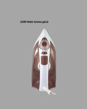 Buharlı Ütü 2200W Seramik Taban 300 ml Kahverengi Dikey Ütüleme - Lisinya