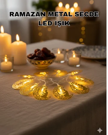 Secde Eden Adam Figürlü Ay Tasarımlı Ramazan LED Işık - Lisinya
