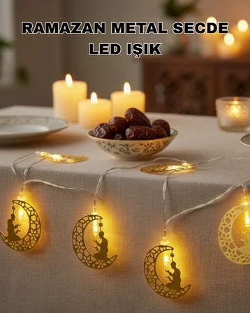Ramazan Temalı Ay İçinde Secde Eden Adam LED Peri Işığı - Lisinya
