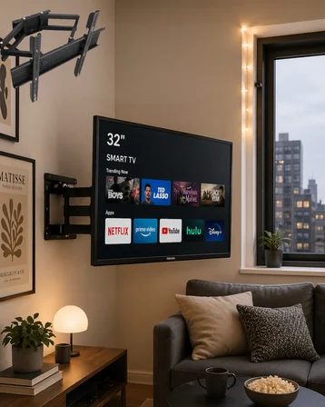 Hareketli TV Duvar Askısı 32 55 İnç Döner Eğimli Televizyon Aparatı - Lisinya