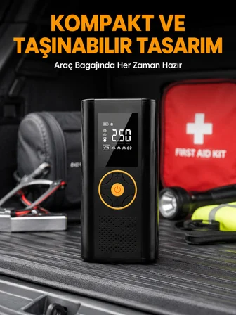 Dijital Göstergeli Taşınabilir Hava Kompresörü Güçlü Şişirme Performansı Yeni Nesil - Lisinya