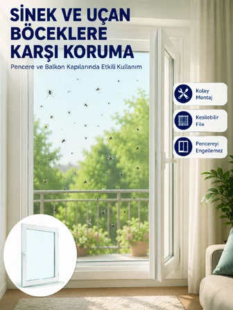 Pencere ve Balkon İçin Tek Kanatlı Kolay Takılan Sineklik - Lisinya