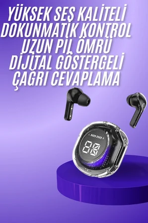 Yeni Nesil Bluetooth Kulaklık Dijital Göstergeli  Dokunmatik 5.3 Kablosuz - Lisinya