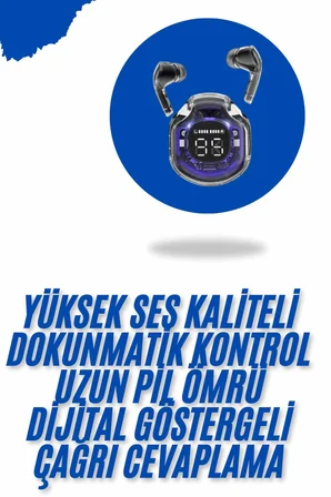 Kablosuz Dijital Göstergeli Powerbanklı IOS ve  Android Uyumlu Kulaklık - Lisinya
