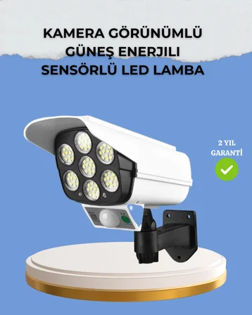 Kamera Görünümlü Solar LED Lamba Hareket Sensörlü Uzaktan Kumandalı Bahçe Duvar Aydınlatması - Lisin