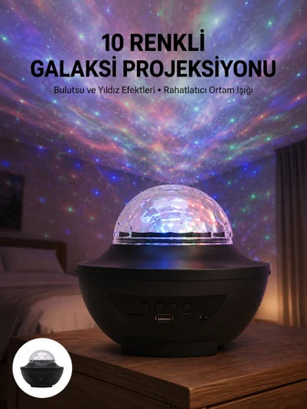 Masa ve Gece Lambası Renkli Projektör Işıklı Disko Topu Bluetooth Hoparlör - Lisinya