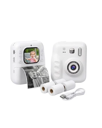 Mini Çocuk Fotoğraf Makinesi Baskı Özellikli Video Çekim 4 Kağıt Rulo Hediyeli - Lisinya