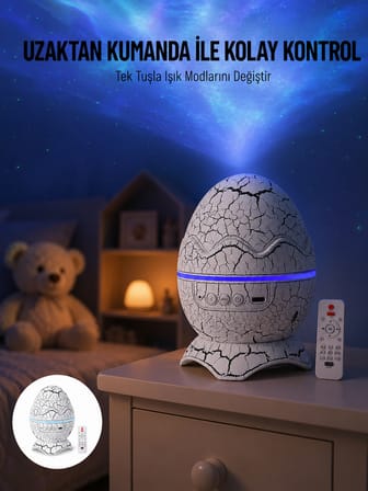 Yumurta Görünümlü Masa ve Gece Lambası Renk Değiştirebilen Projektör - Lisinya