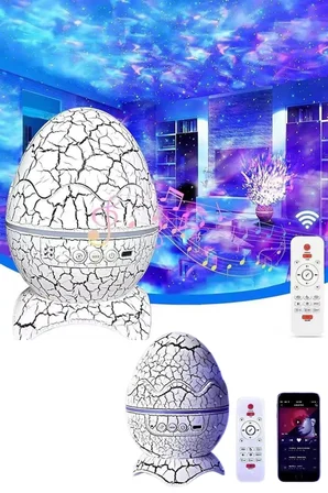 Bluetooth Hoparlör Dinozor Yumurtası Gece Masa Lambası Projektör - Lisinya
