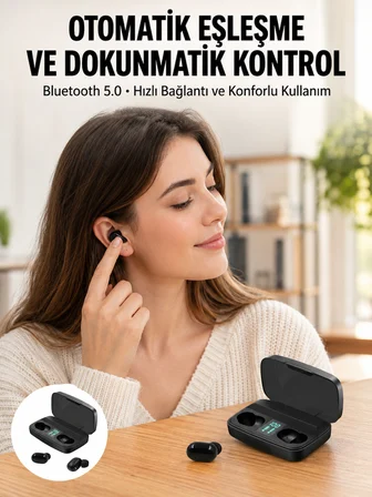 TWS Bluetooth Kulaklık 5.0 Bluetooth Bağlantılı Dokunmatik Kontrol Özelliği Yeni Nesil - Lisinya