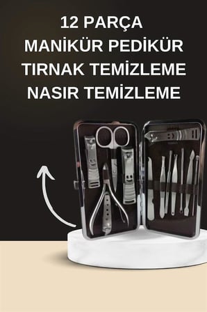 Elektrikli Manikür Pedikür Seti İkili Set 12 Parça Tırnak Bakımı Törpü Protez Çıkarma - Lisinya
