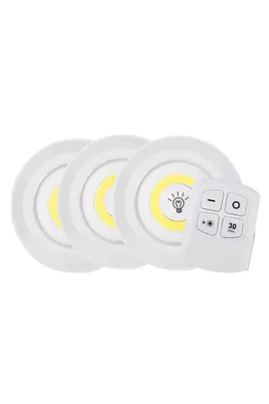 Led Lamba 3'lü Uzaktan Kumandalı Yapışkanlı - Lisinya