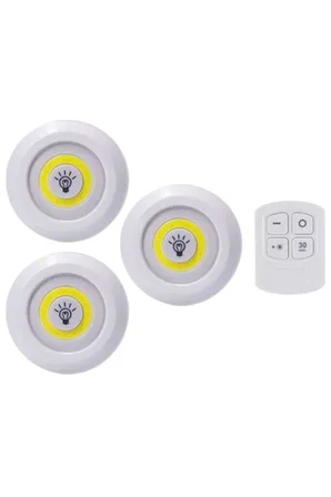 Led Lamba 3'lü Uzaktan Kumandalı Yapışkanlı - Lisinya