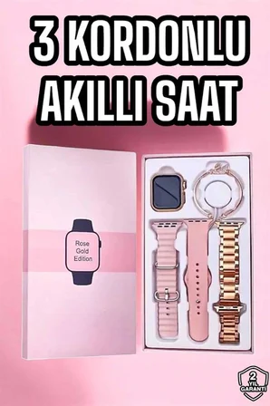 Akıllı Saat Amoled Ekran 3 Kordonlu Aksesuar Hediyeli Sesli Görüşme - Lisinya