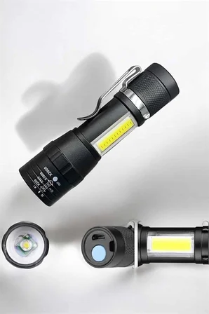 El Feneri Led USB Şarjlı Zoom Mini Led Işık Acil Durum Feneri - Lisinya