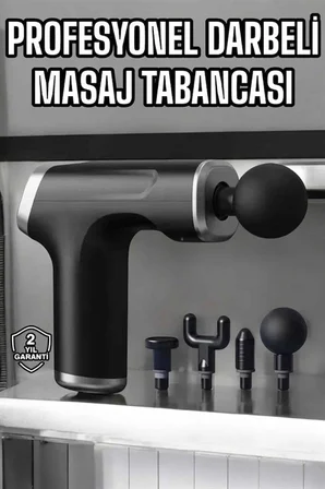 Masaj Tabancası 4 Başlıklı Kas ve Vücut Ağrıları İçin Şarjlı Darbeli - Lisinya