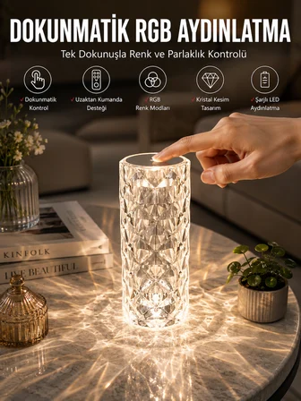 Dokunmatik Kristal Gece Lambası Hediyelik - Lisinya
