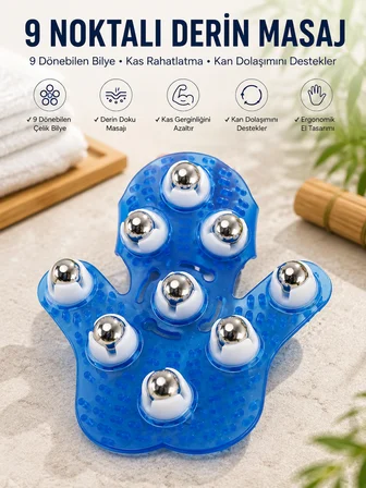 9 Bilyeli El Şeklinde Omuz Bacak Masaj Aleti Masaj Eldiveni Giyilebilir Plastik Vücut Sıkılaştırıcı 
