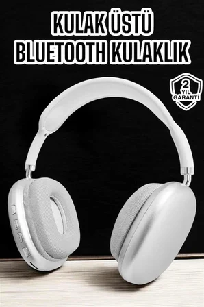 P9 Plus Kablosuz Kulak Üstü Bluetooth Kulaklık Beyaz Yüksek Ses Kaliteli - Lisinya