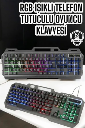 Q Klavye RGB Işıklı Klavye Ve Mouse Seti Kablolu Mouse Hediyeliş - Lisinya
