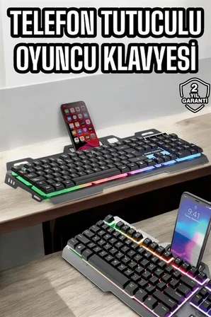 Oyuncu Klavyesi Q Klavye RGB Işıklı Mouse Hediyeli - Lisinya