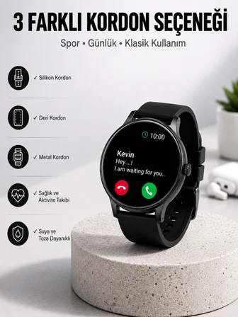 Akıllı Saat Sesli Görüşme Bluetooth Bağlantılı 3 Kordonlu Yeni Nesil - Lisinya