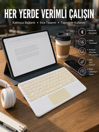 Touchpad Uyumlu Bluetooth Klavye Slim Kablosuz Wifi Q Klavye - Lisinya