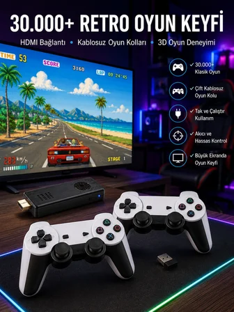 Joystick Çift Kollu Oyun Kolu Retro Oyun Yüksek Çözünürlüklü 3D Game Yeni Nesil - Lisinya
