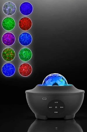 Projektör Yıldız Gece Lambası Disko Topu Bluetooth Bağlantılı Taşınabilir Şarjlı - Lisinya