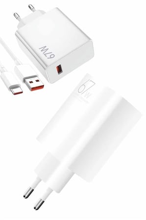 Beyaz Ultra Plus Hızlı Şarj Seti Şarj Adaptörü ve Kablosu 67W - Lisinya