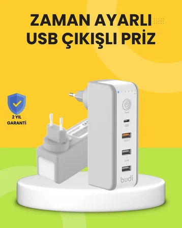 Hızlı Şarj Destekli Zaman Ayarlı USB Şarj Adaptörü - Lisinya