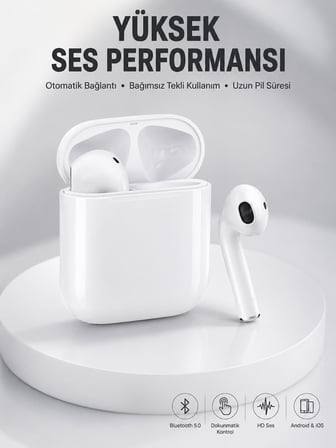 2. Nesil Bluetooth Android ve İOS Uyumlu Kablosuz Kulaklık Çağrı Cevaplama - Lisinya