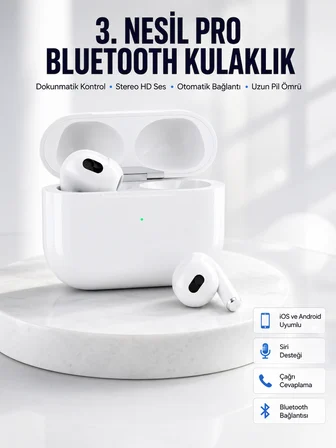 Bluetooth Kulaklık 3. Nesil Ios Android Uyumlu Yeni Nesil Wireless Charge - Lisinya