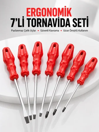 7li Tornavida Seti Düz ve Yıldız Uçlu Çok Amaçlı Kullanım - Lisinya