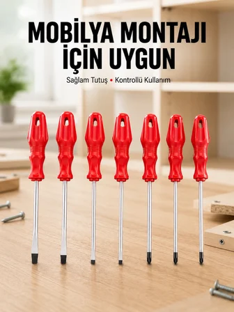 Çeşitli Vidalama İşleri İçin 7li Tornavida Takımı - Lisinya