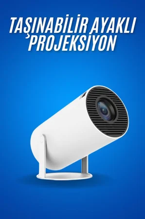 Sinema Projektörü Android HDMI USB WİFİ Ses Çıkışlı Ayaklı Projeksiyon Taşınabilir - Lisinya