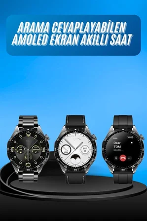 Amoled Ekran 3 Kordonlu Akıllı Saat 5.0 Bluetooth Bağlantılı Android ve İOS Uyumlu - Lisinya