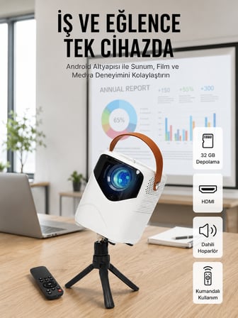 Projeksiyon Ev Sineması Bluetooth 4k HD Kaliteli Görüntü Kumandalı - Lisinya