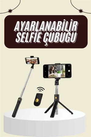 Cep Telefonu Tripod Standı Manyetik Selfie Sopa Bluetooth Uzaktan Kumandalı - Lisinya