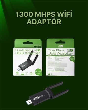 USB 3.0 Wireless Adaptör – 2.4GHz & 5GHz Destekli - Lisinya
