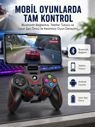 Kablosuz Oyun Kolu Bluetooth Joystick Gamepad Android Uyumlu - Lisinya