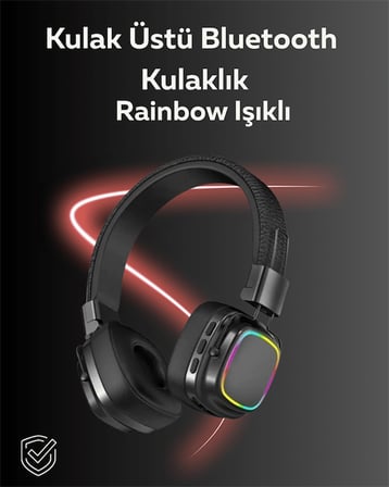 RGB Işıklı Katlanabilir Bluetooth 5.3 Kulak Üstü Kulaklık - Lisinya
