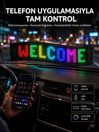 Matrix Led Cama Yapışan Telefon Kontrollü Panel Dijital Ekran Kumandalı - Lisinya