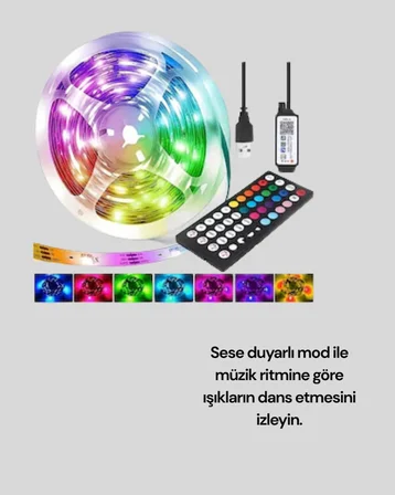 Su Geçirmez 10M Smart Şerit Led TV Arkası ve Oda Dekorasyonu İçin - Lisinya