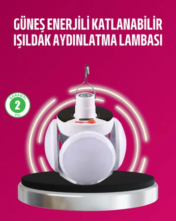 Solar ve USB Şarjlı Su Geçirmez Katlanabilir LED Lamba - Lisinya