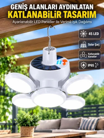 Solar Enerjili Katlanabilir Led Kamp ve Bahçe Lambası - Lisinya