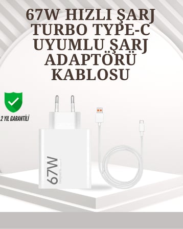 Type-C Uyumlu 67W Turbo Hızlı Şarj Aleti Akıllı Koruma Sistemli - Lisinya