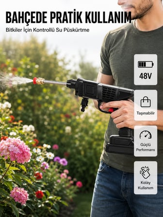 48V Şarjlı Basınçlı Yıkama Cihazı Köpük Hazneli 2025 Orijinal Model - Lisinya