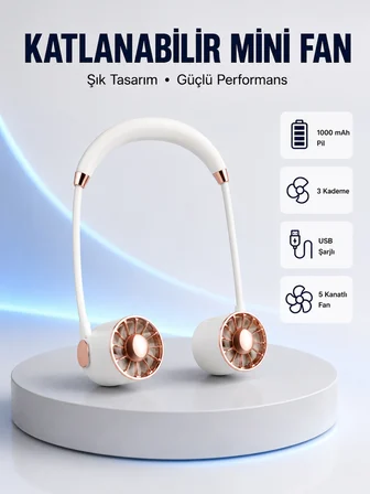 5 Kanatlı Sessiz Mini Fan 3 Vitesli Katlanabilir Asılabilir - Lisinya